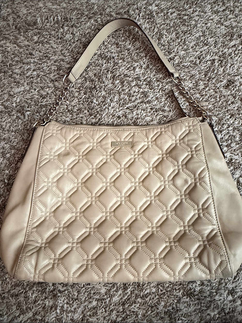 Kate Spade Quilted Leather Shoulder Bag in Beige